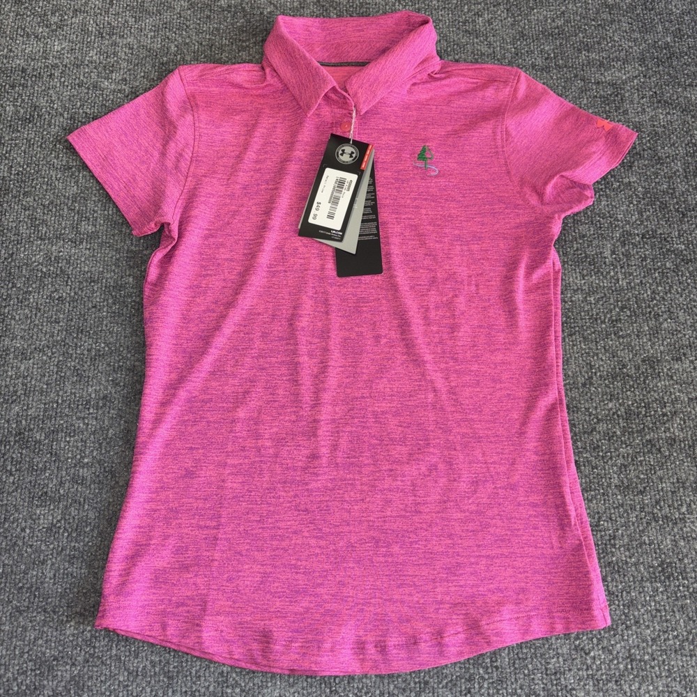 Under Armour Kids Pink Space Dye HeatGear Polo Shirt Youth Large 450005 New